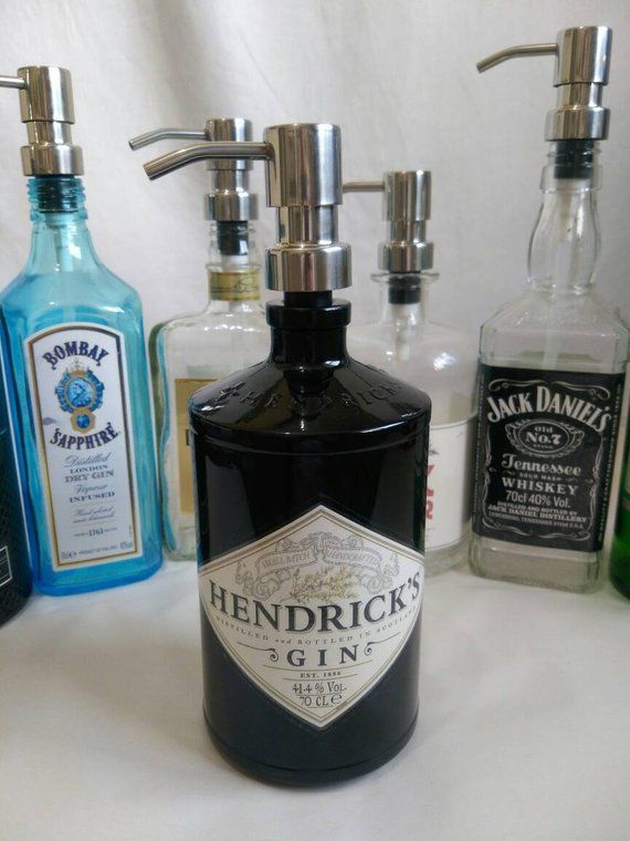 Hendricks 70cl Gin Bottle Soap Dispenser With Stainless Steel Pump and Water Resistant Label Etsy