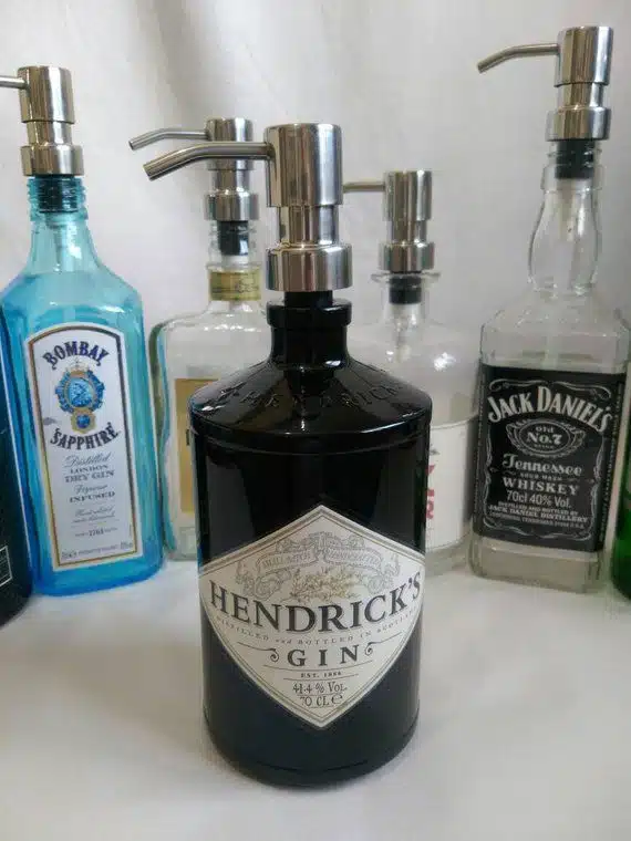 Hendricks 70cl Gin Bottle Soap Dispenser With Stainless Steel Pump and Water Resistant Label Etsy